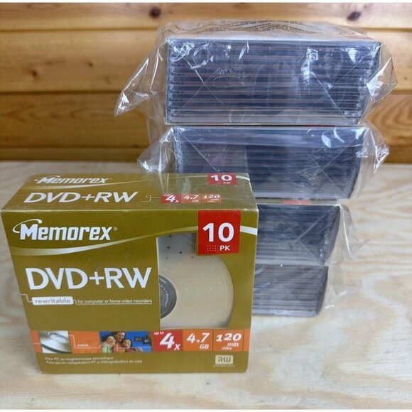 Lot of 5 Memorex DVD+RW 4x 4.7GB Slim Discs 10 Pack Blank Storage Media 50 Disk - Picture 3 of 3